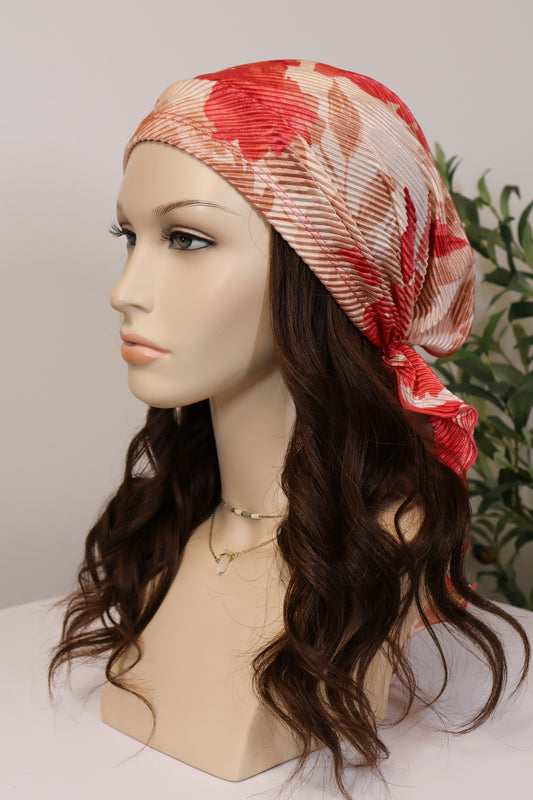 Pleated Floral Head Scarf