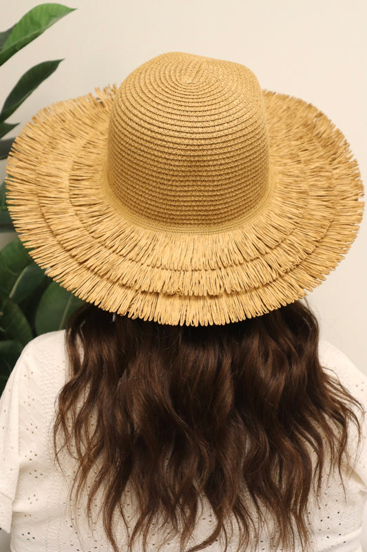 Layered Fringe Straw Hat